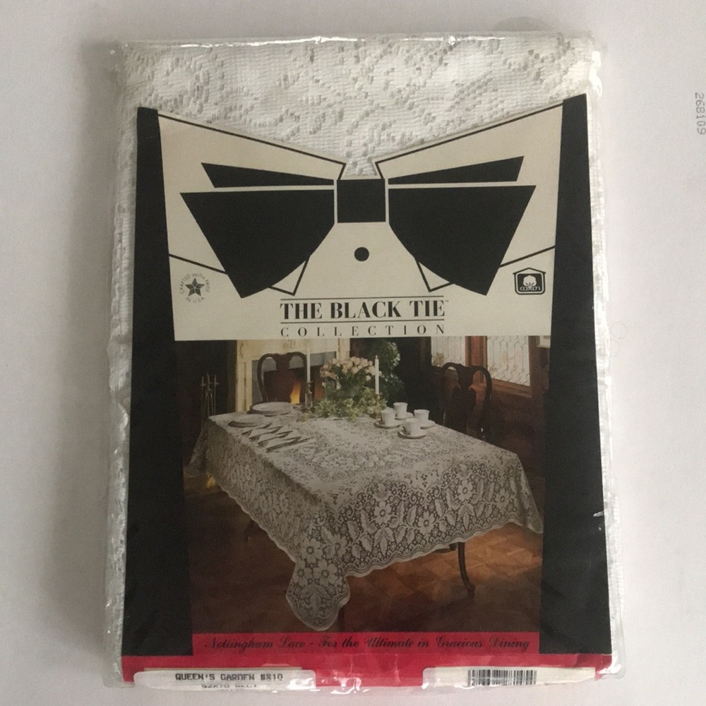 Nottingham Lace Tablecloth 52x70" Queens Garden #810 Black Tie Collection NEW